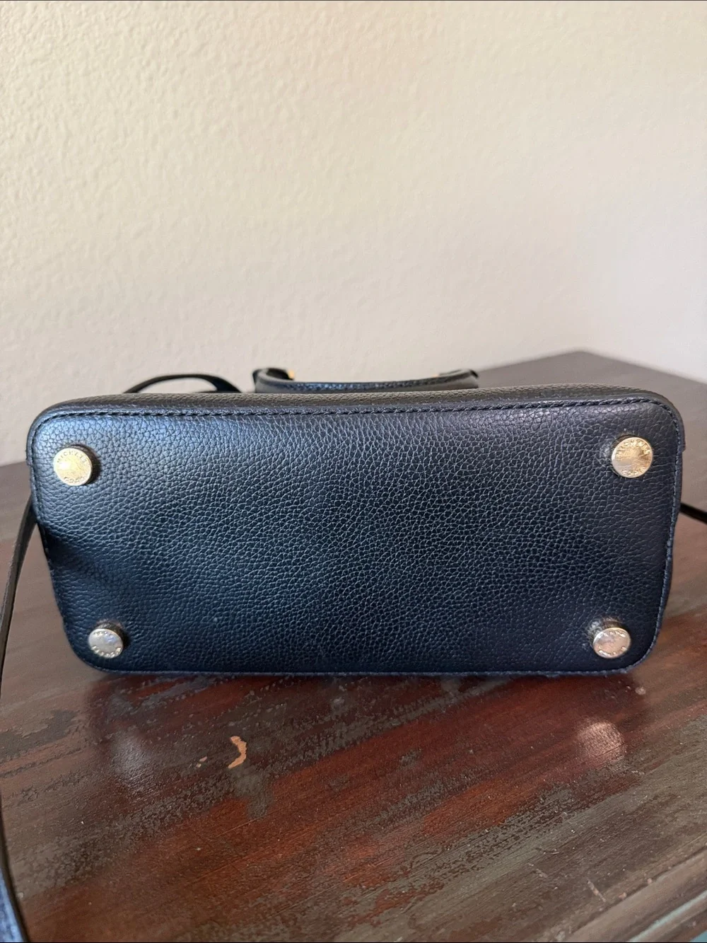 Michael Kors Black Pebbled Leather Satchel with Gold Hardware